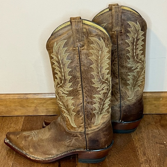 Tony Lama brown leather cowboy boots women’s 9 1/2 made in USA BT 3 - Picture 2 of 16